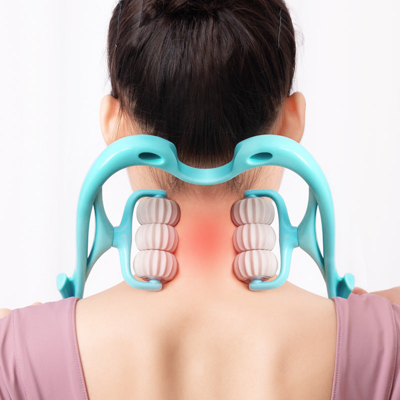 6-Roller Neck Massager – Deep Tissue Relief & Jade Scraping Board