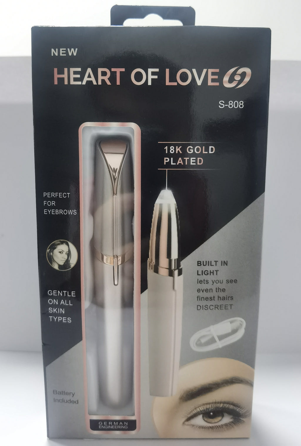 Electric Eyebrow Trimmer – Painless Hair Remover with LED Light