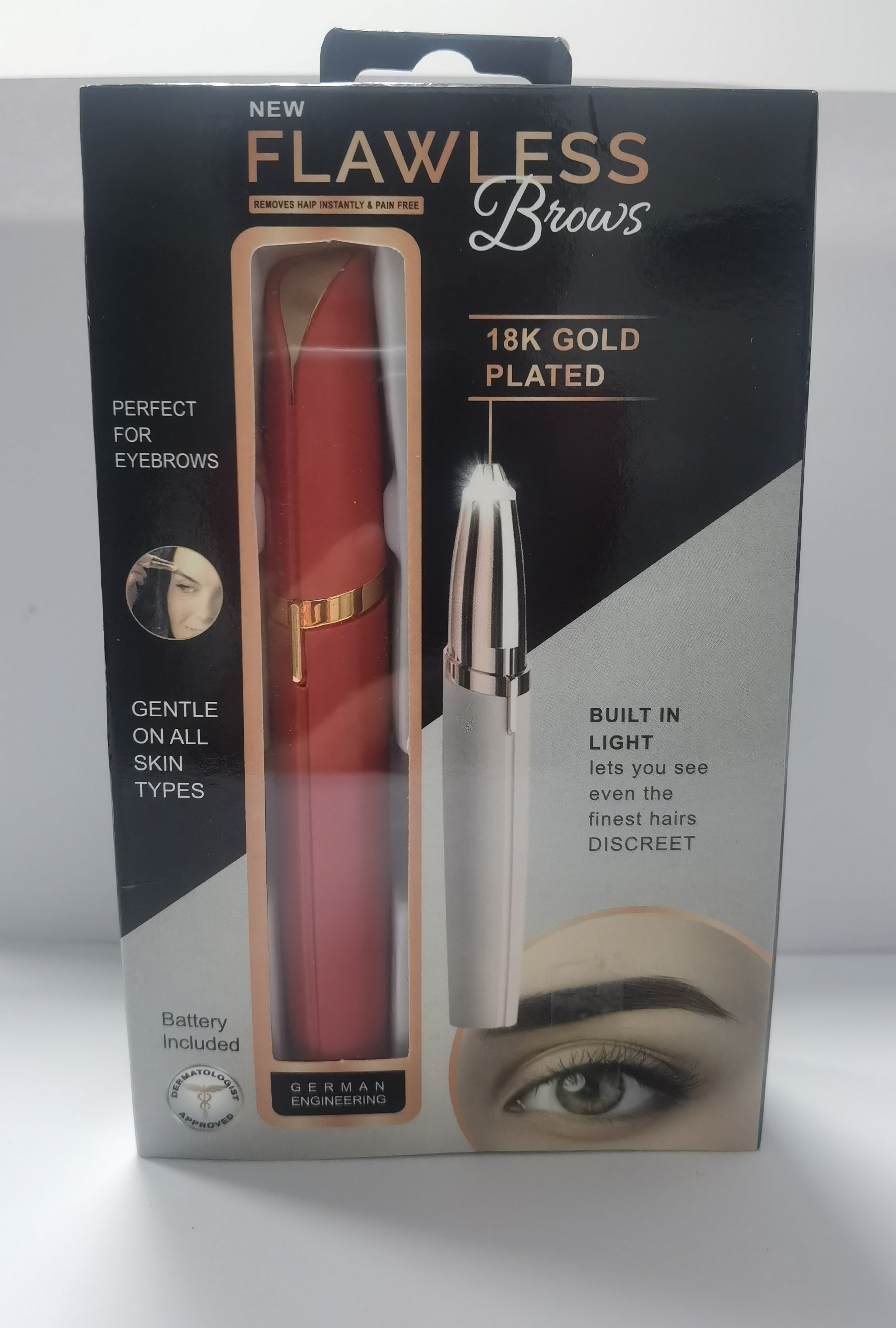Electric Eyebrow Trimmer – Painless Hair Remover with LED Light
