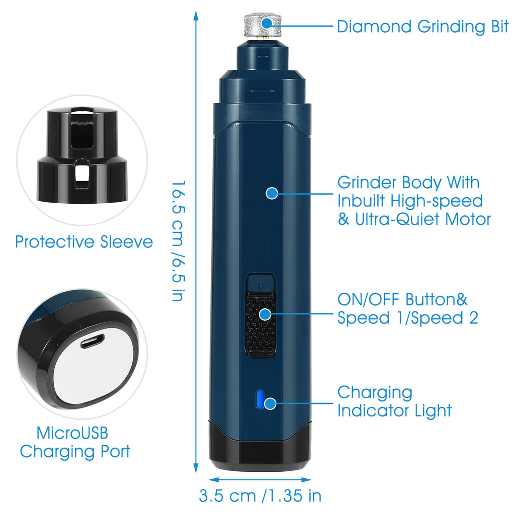 Pet Nail Grinder – Quiet USB Rechargeable Trimmer for Dogs & Cats