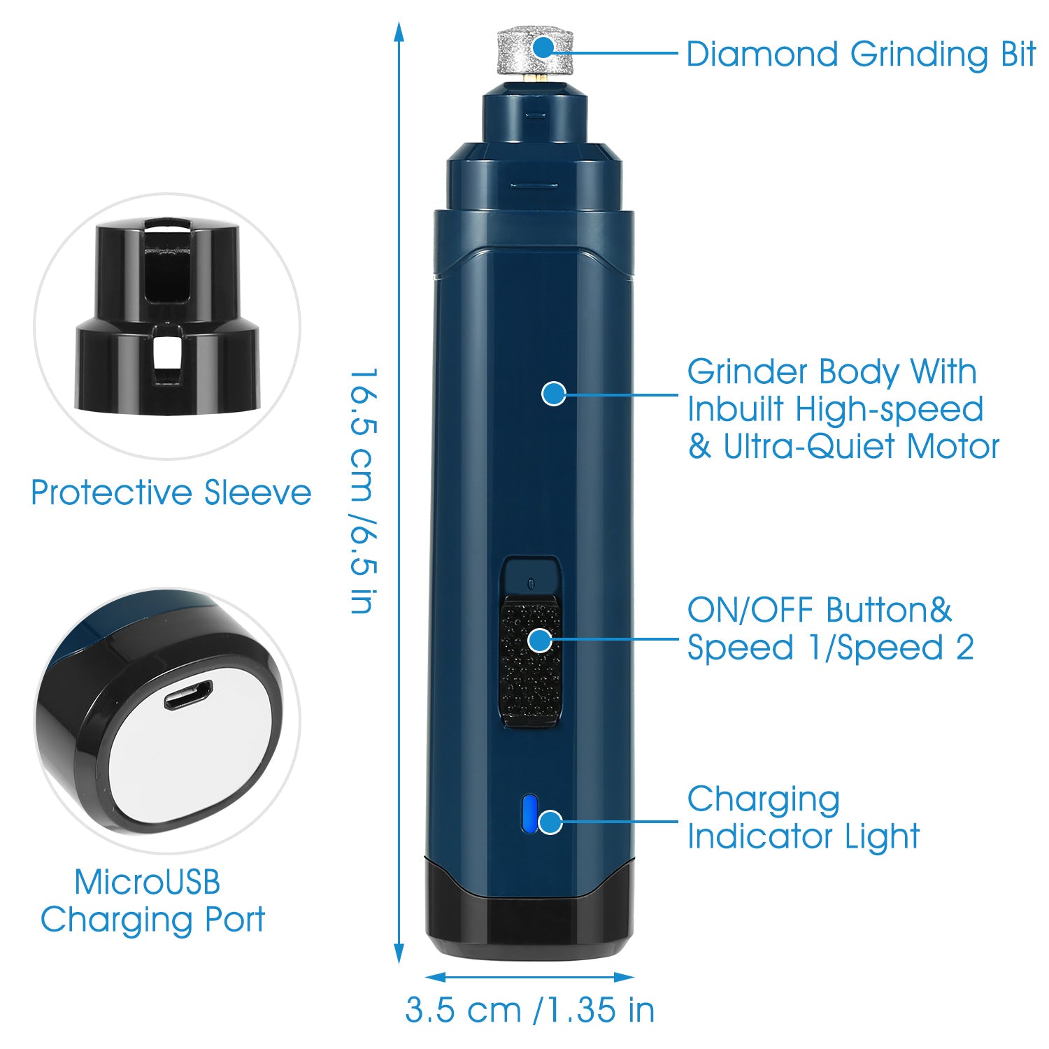 Pet Nail Grinder – Quiet USB Rechargeable Trimmer for Dogs & Cats