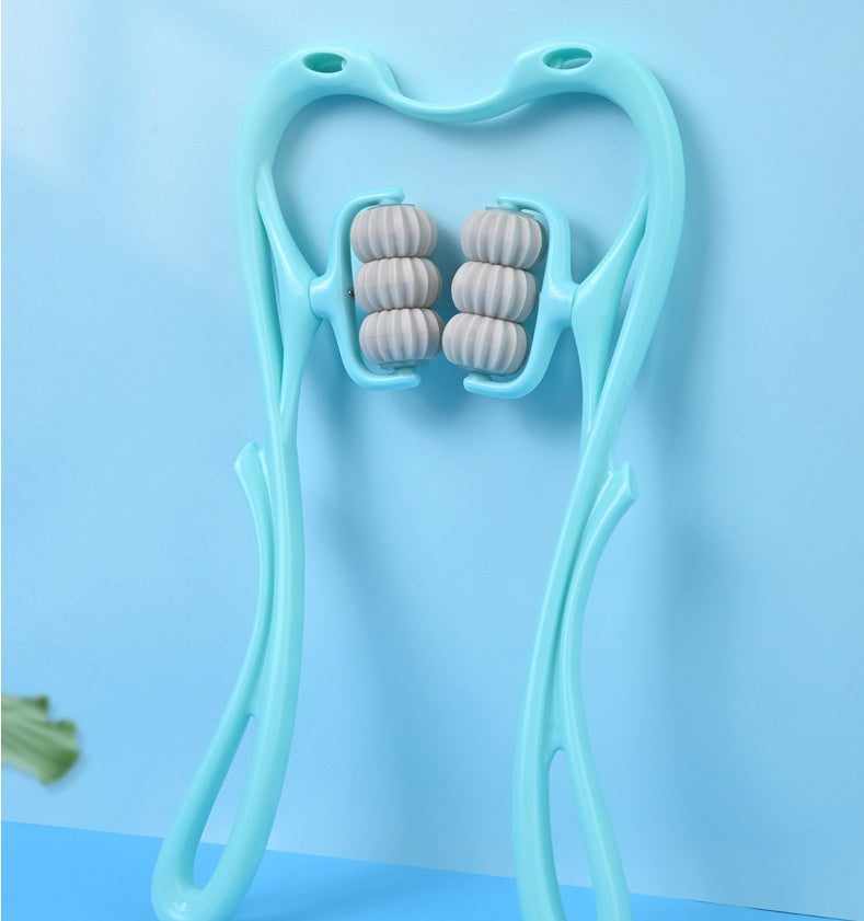 6-Roller Neck Massager – Deep Tissue Relief & Jade Scraping Board