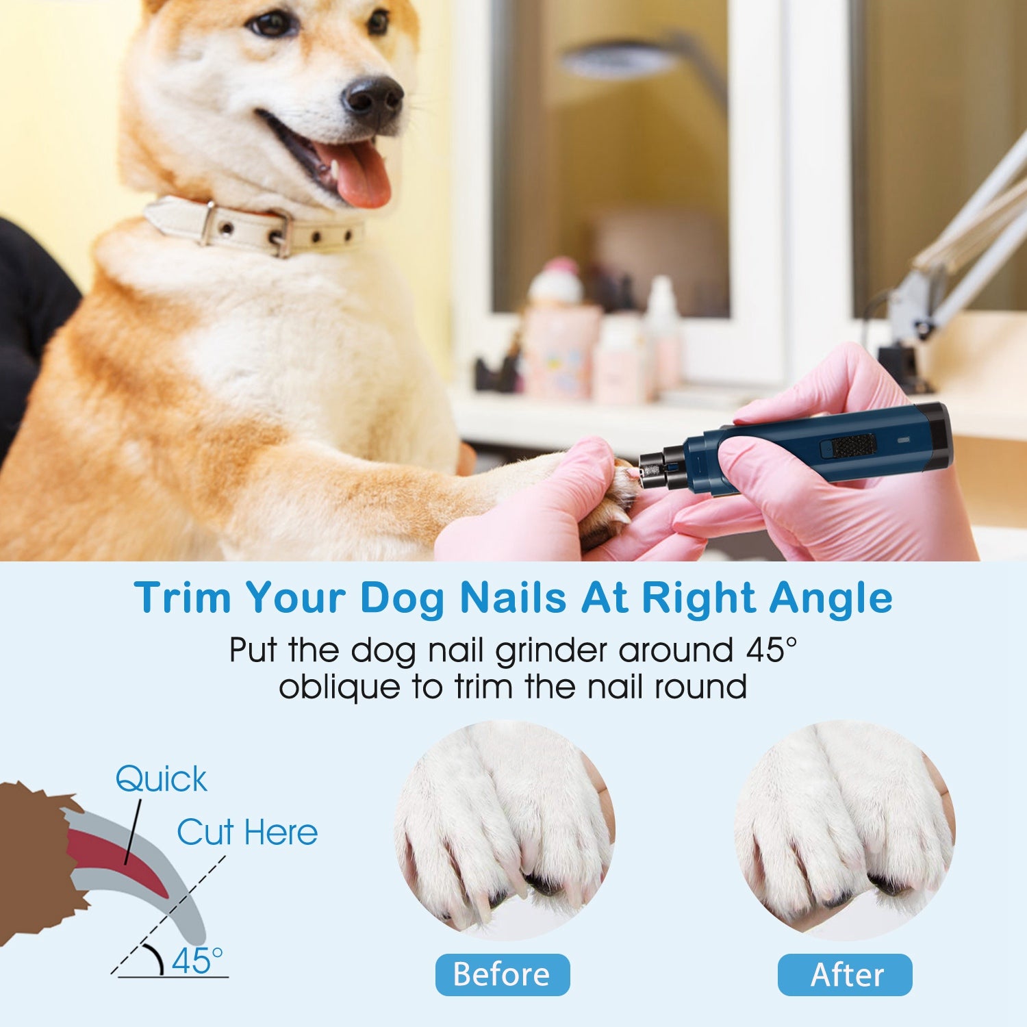 Pet Nail Grinder – Quiet USB Rechargeable Trimmer for Dogs & Cats