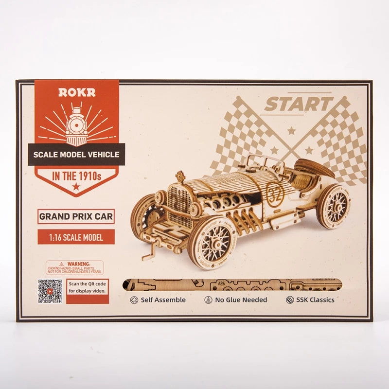 3D Wooden Car Puzzle – DIY Racing Model Kit for Kids & Adults
