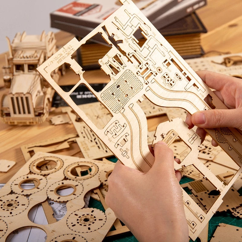 3D Wooden Car Puzzle – DIY Racing Model Kit for Kids & Adults