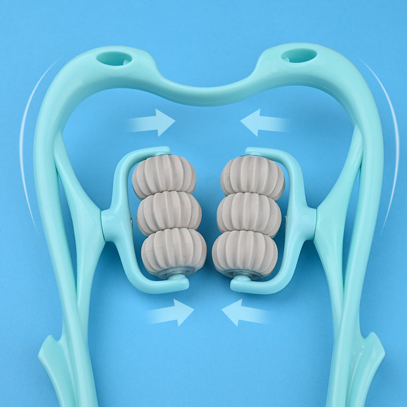 6-Roller Neck Massager – Deep Tissue Relief & Jade Scraping Board